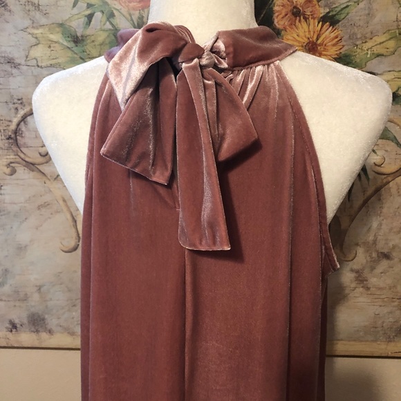 NWT Sz L Gibson X Glam The Motherchic Pink Velvet Halter Tie Top - Picture 10 of 11